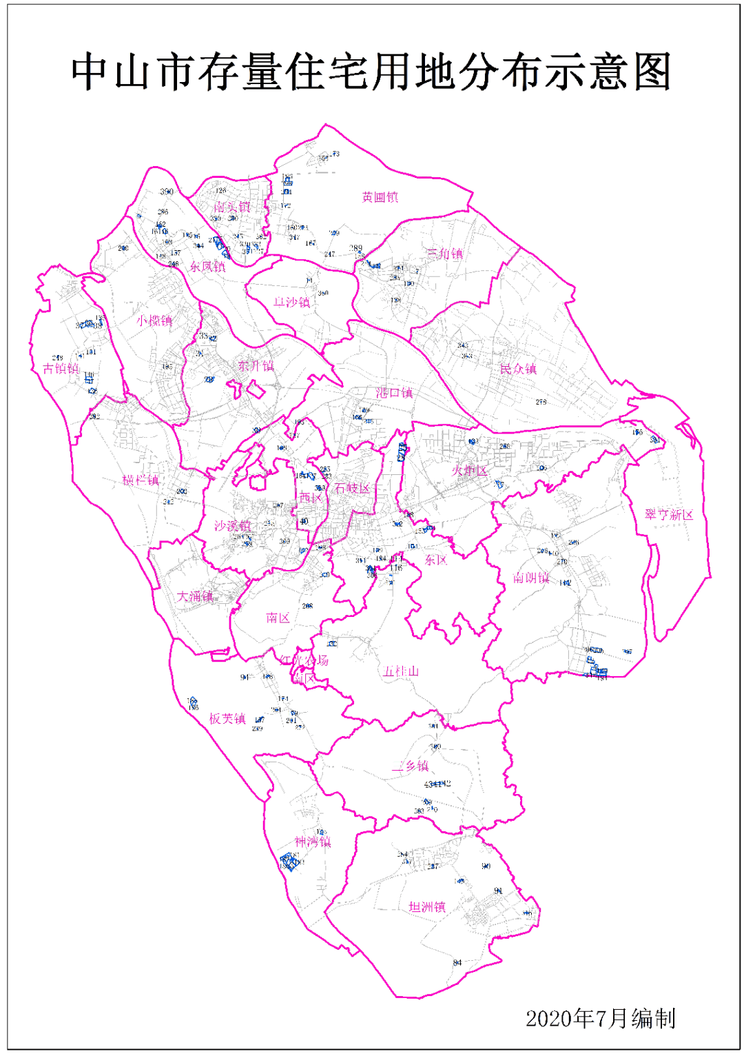 中山目前存量住宅用地分布情况