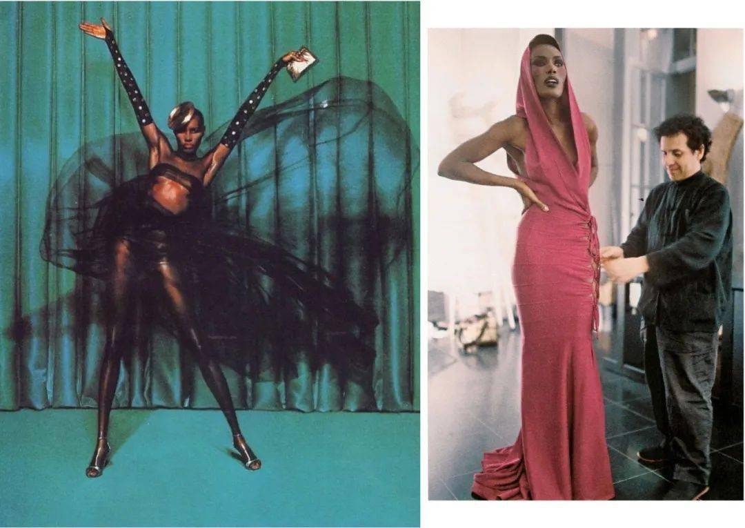 grace jones in yves saint laurent and azzedine alaa in the 80s