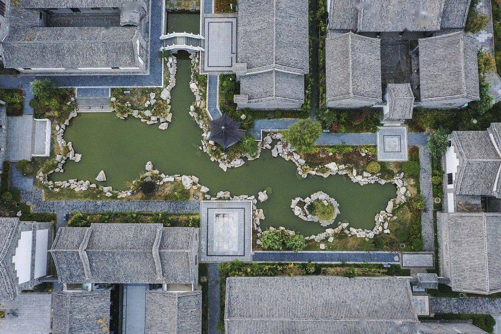 青岛西海岸新区航拍中国院子领略中式风情