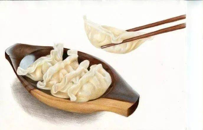 彩铅美食教程 |饺子步骤图