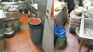 垃圾桶|食材摆在垃圾桶上？外卖后厨不能成为“网下黑”