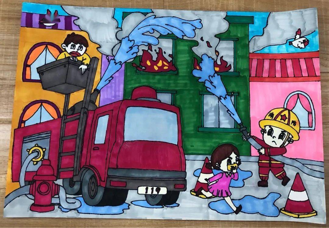 119宣传月|"我是小小消防员"儿童消防绘画作品展示