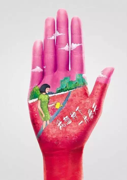 手掌为画,创意十足!