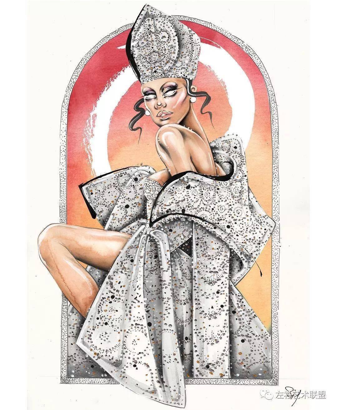 时尚|时装画上的褶皱不知怎么画？向这位时尚插画界的＂三宅一生＂学习一下！