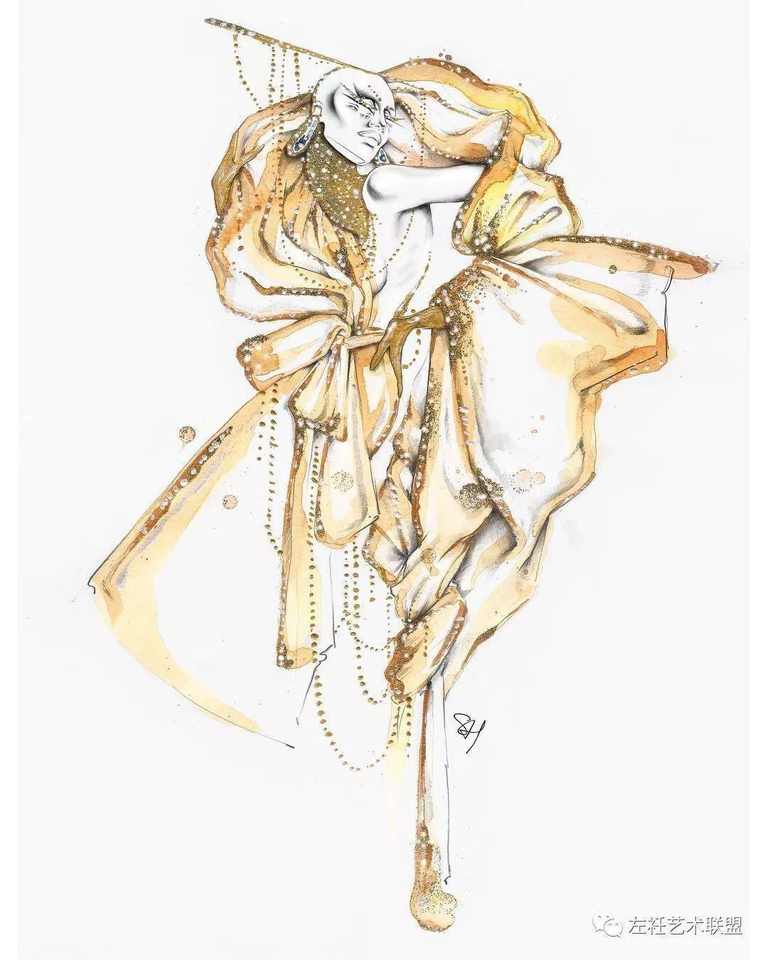 时尚|时装画上的褶皱不知怎么画？向这位时尚插画界的＂三宅一生＂学习一下！