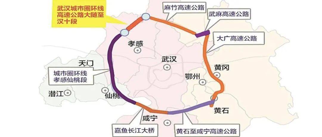 大冶市跨越12个市县区根据规划,武汉"六环线"跨越"六环线"及放射线