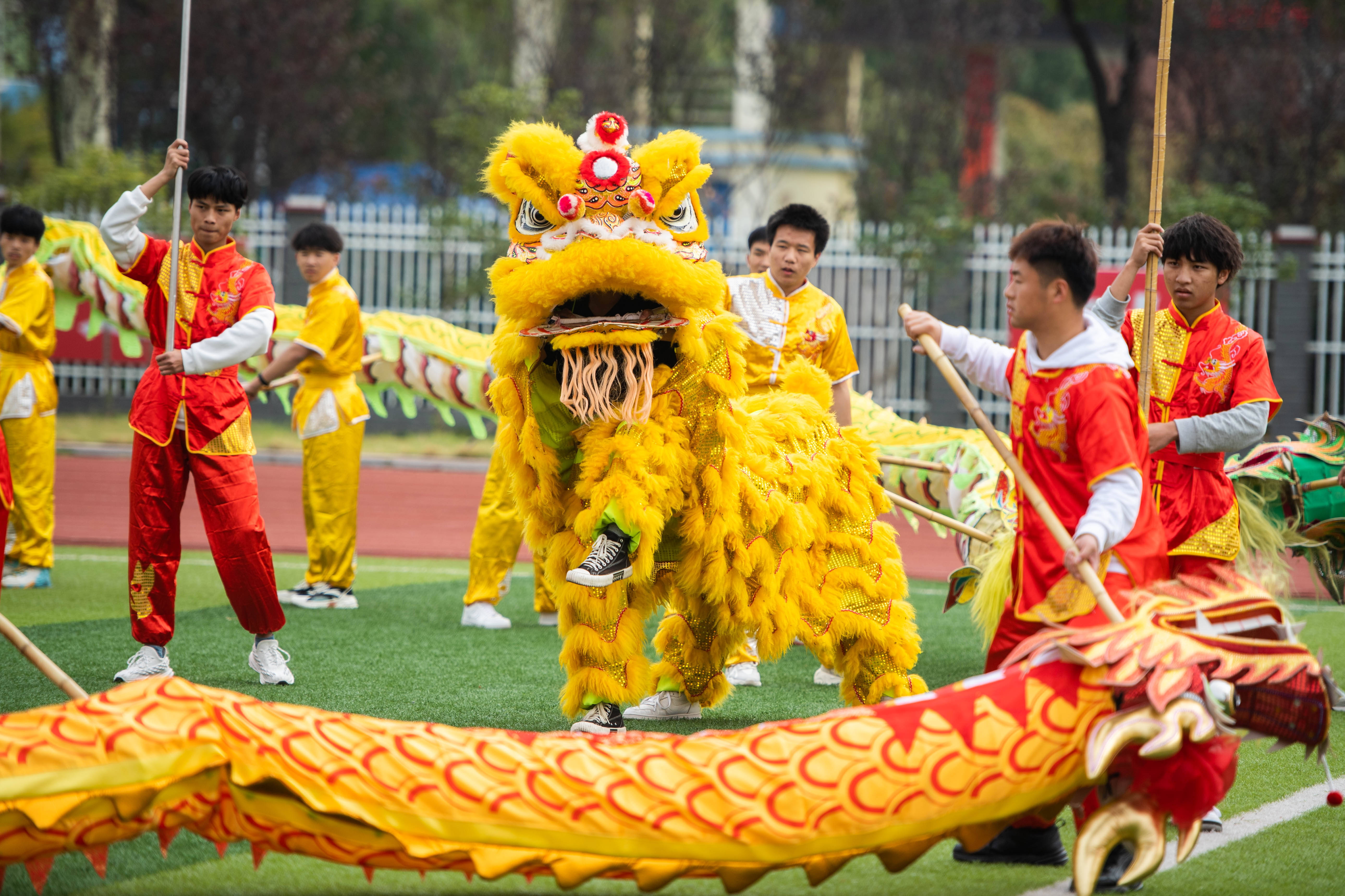 湖南湘潭:舞龙舞狮进校园_手机搜狐网