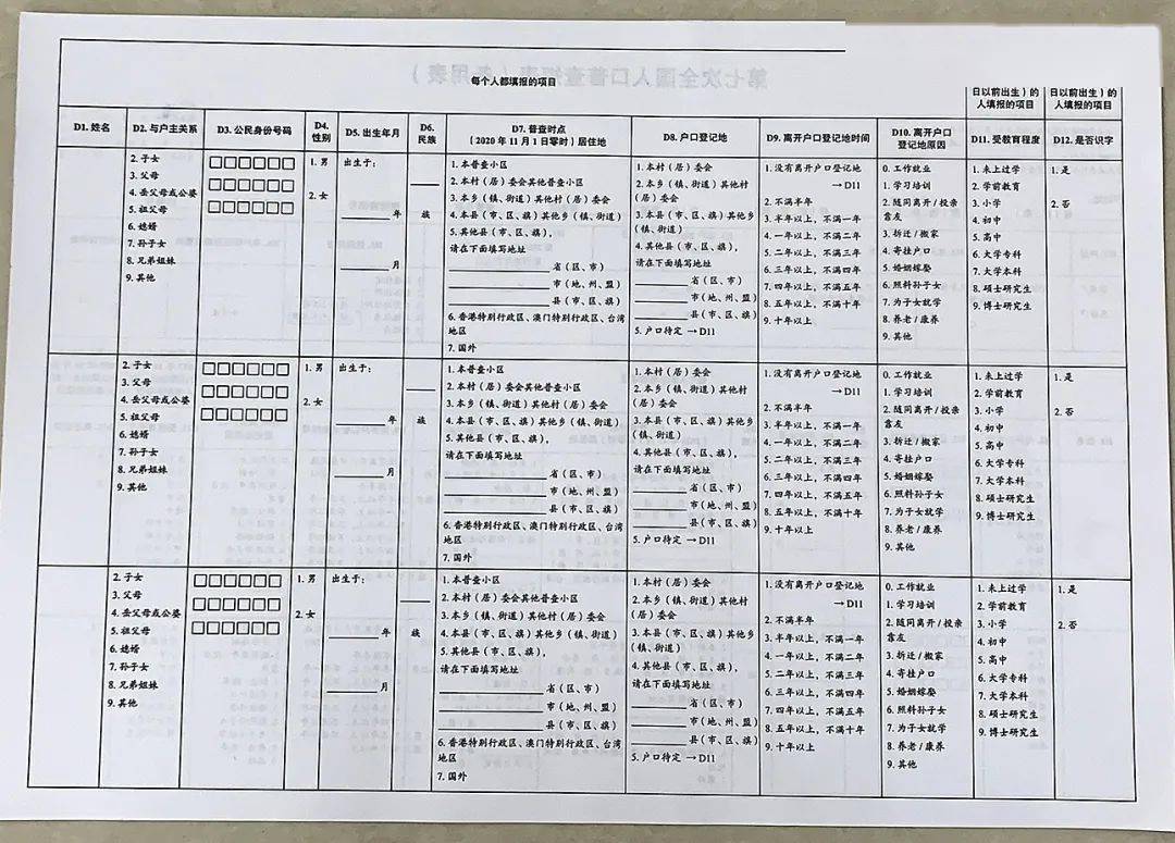 第七次人口普查查表有_第七次人口普查长表(2)