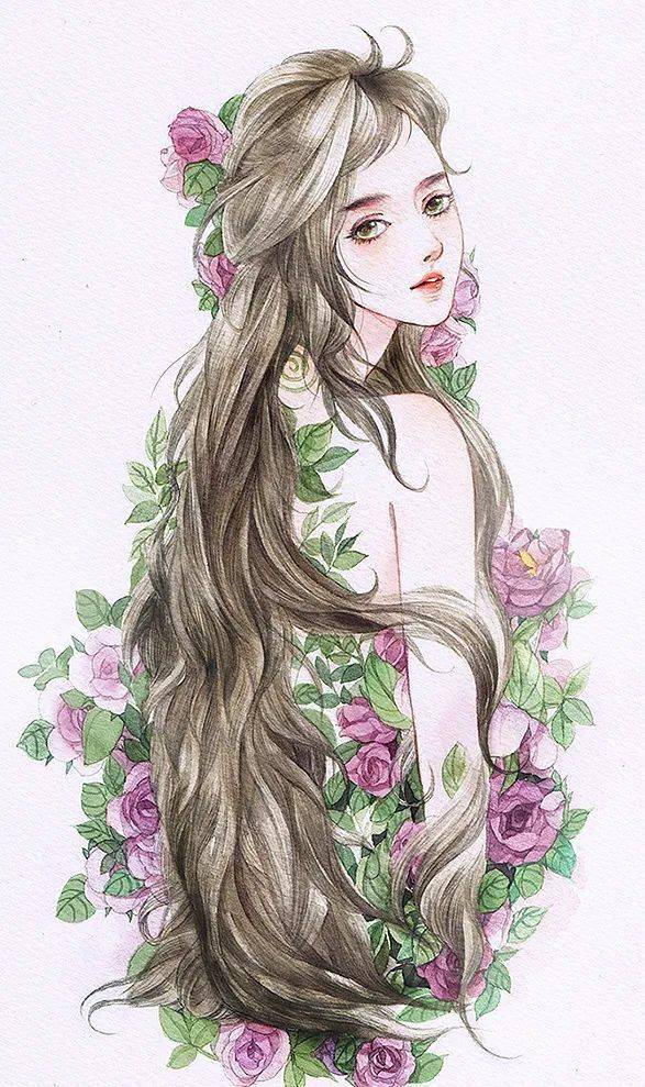 水彩插画她用水彩画出绝美古风美眉唤醒少女心中的三生三世美哭了