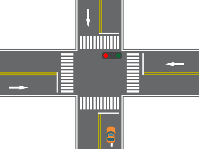 提示:十字路口信号灯旁边如果没有箭头指示,当红灯亮起时可右转.