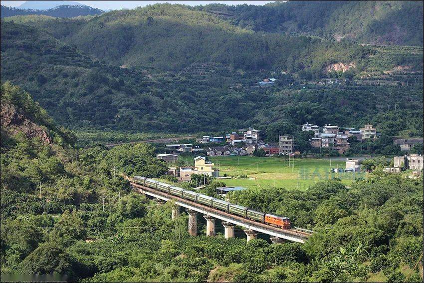 2020年6月.梅坎铁路.t8381次(大埔-广州东)驶过小黄村.