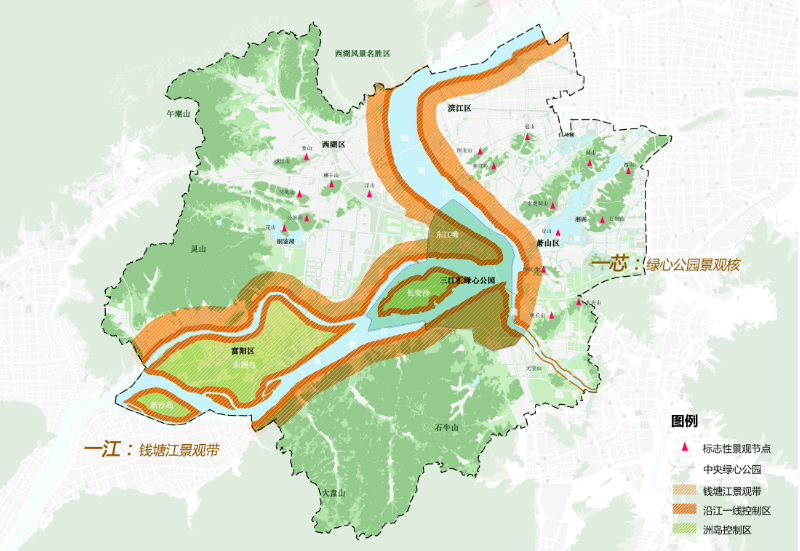 在这份《规划草案》中可以看到,绿心公园景观核将构成三江汇未来都市