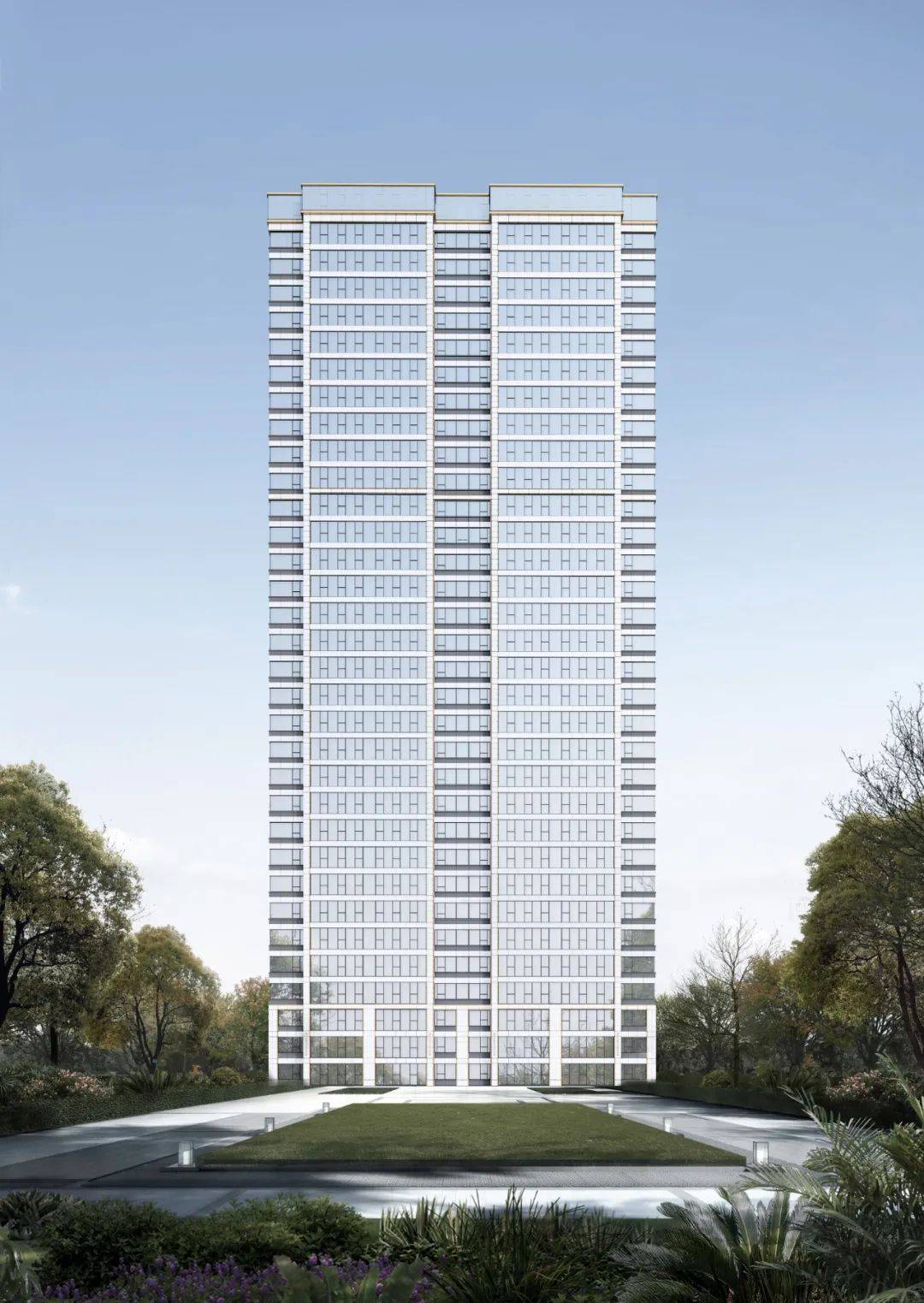 新城首府规划中轴对称礼序空间,采用公建化立面,现代建筑化风格搭配