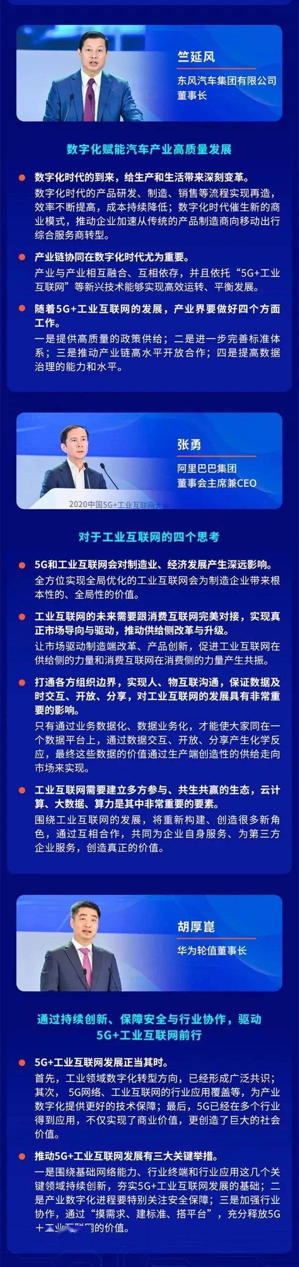 
图看：2020年中国5G+工业互联网大会20位嘉宾看法集锦【华体会体育全站app】(图2)