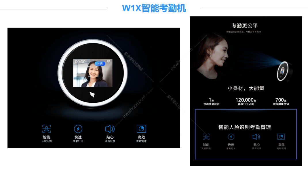 钉钉w1x人脸识别考勤机安卓80人脸张数700张离线记录