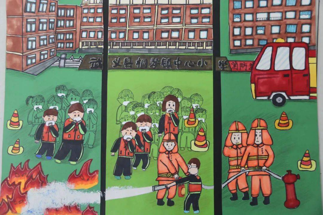 精彩的创意,孩子们用一幅幅生动的画作,描绘出心目中的"消防安全"印象