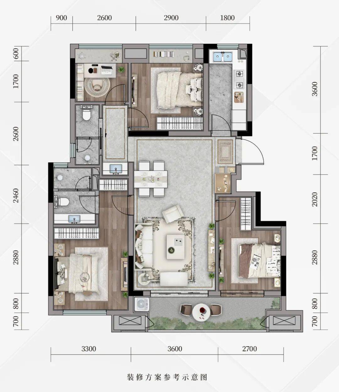 在户型上,合能枫丹宸悦打造的是 建面约84-144㎡墅级洋房,让购房者能