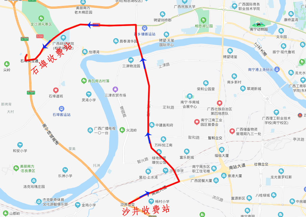 南宁沙井收费站封闭施工,时间是(附绕行路线)