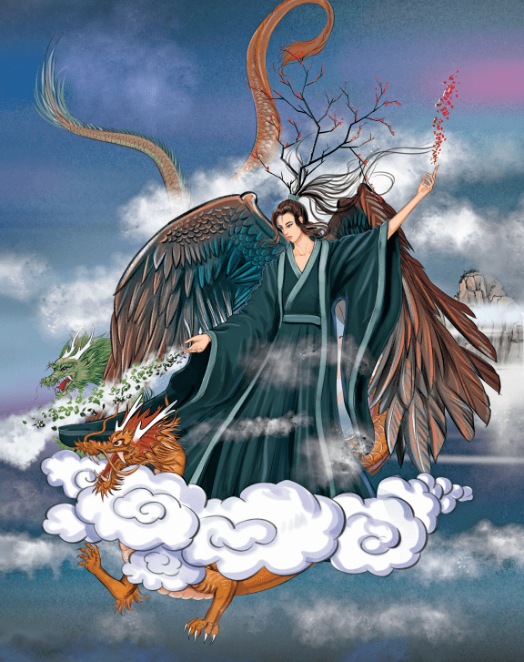 而这本插图版《山海经》,邀请了专业插图师进行原创手绘,画风唯美,画
