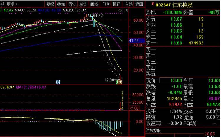 仁东控股开盘跌停 昨日该股走出"地天板"行情