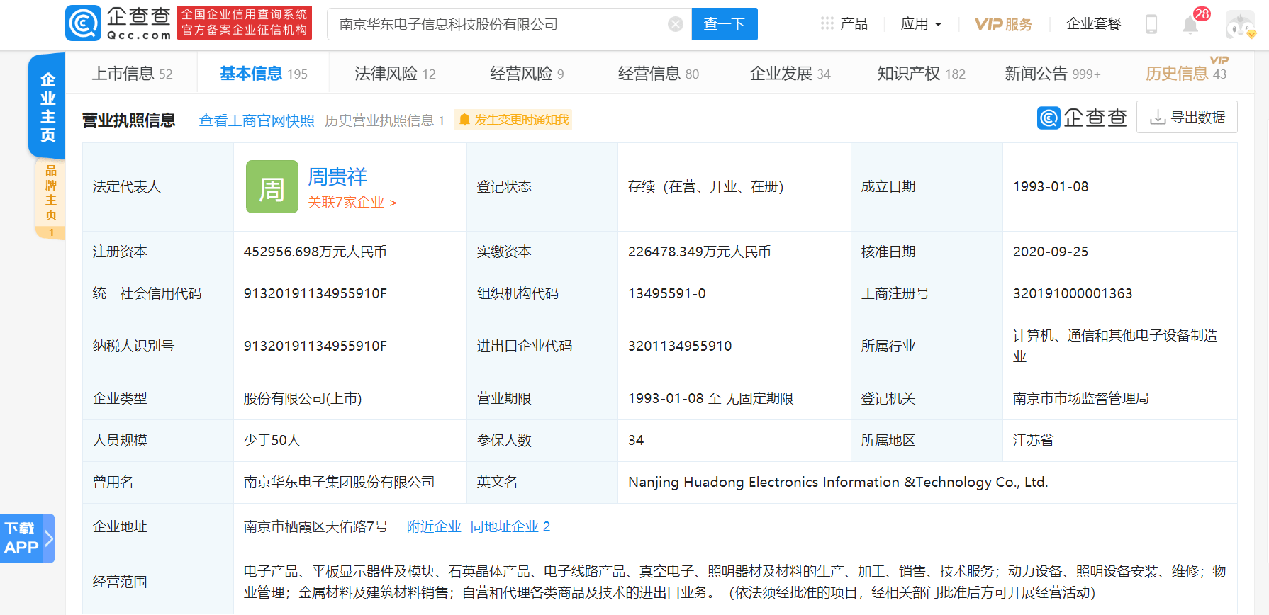 3亿元,法定代表人为周贵祥,经营范围包括:电子产品,平板显示器件及