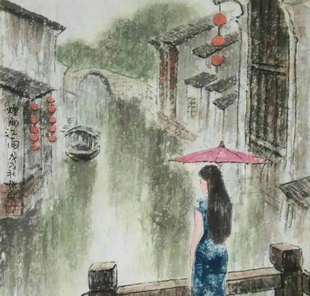 国画:江南雨巷,仙境唯美