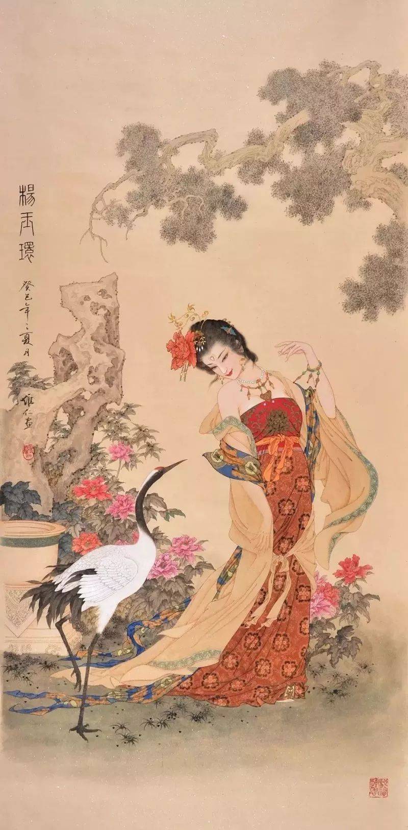 自幼,嗜画,广涉各美术门类,擅长多种题材的人物画,尤以工笔仕女画