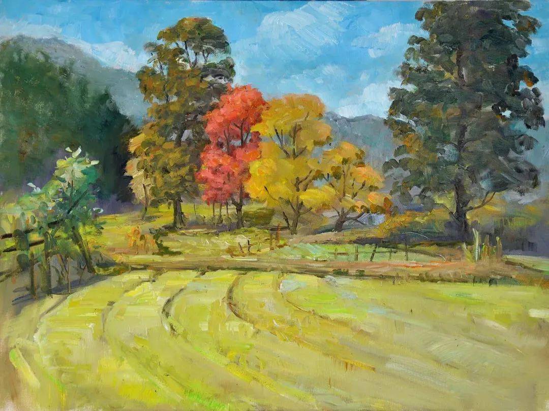 书画艺术1422期柳玉黟县塔川系列风景油画作品欣赏