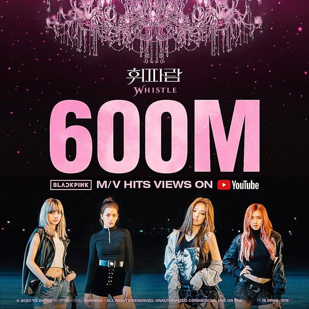 blackpink出道曲《whistle》mv点击量突破6亿次…合计