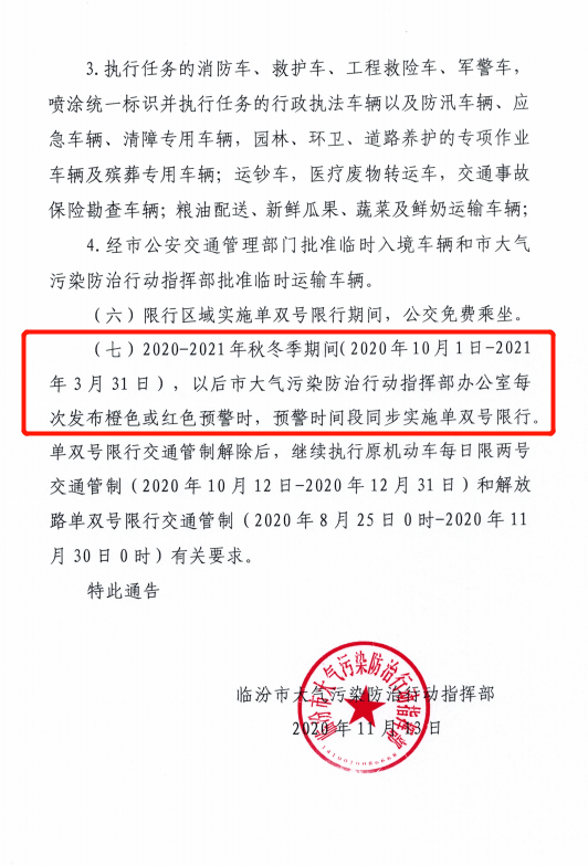 临汾市区开启新一轮限行!尤其注意的是