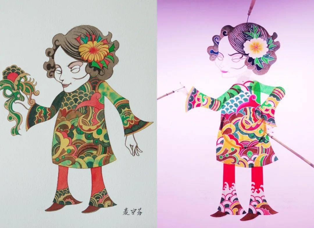 (左)麦安芬人物形象(右)麦安芬皮影形象人物形象设计 陈 流 图片