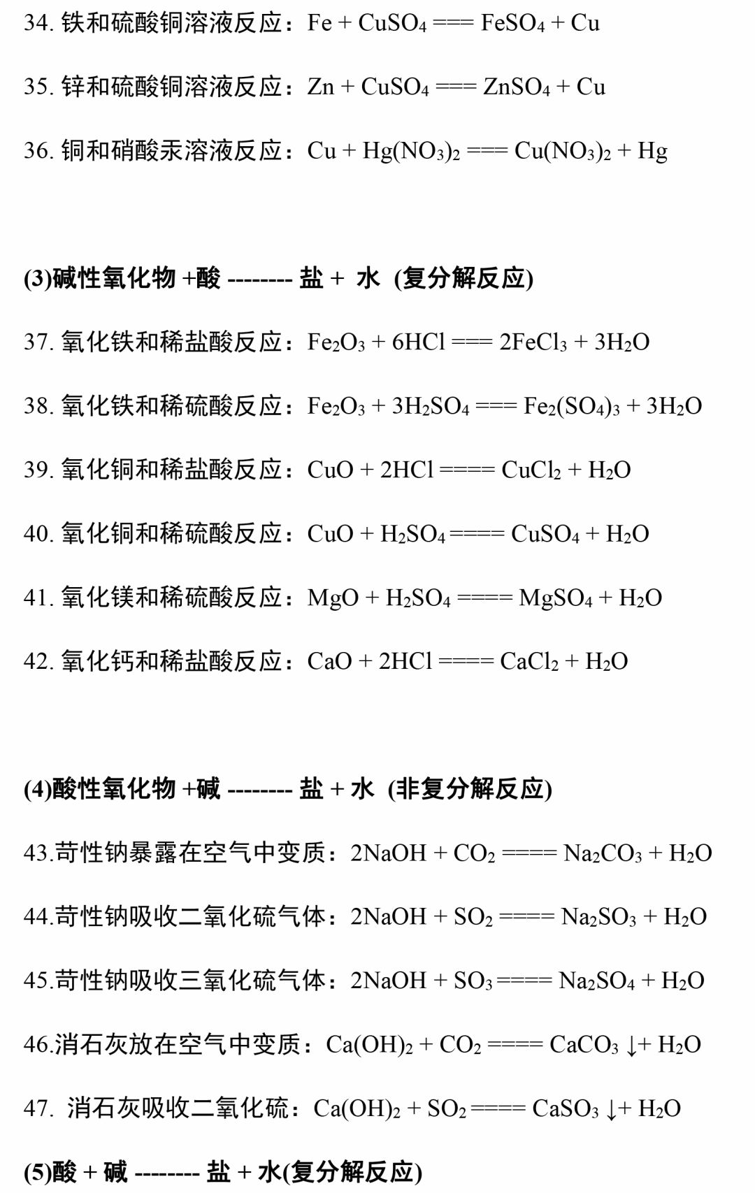 初中化学化学方程式汇总112单元必背诵