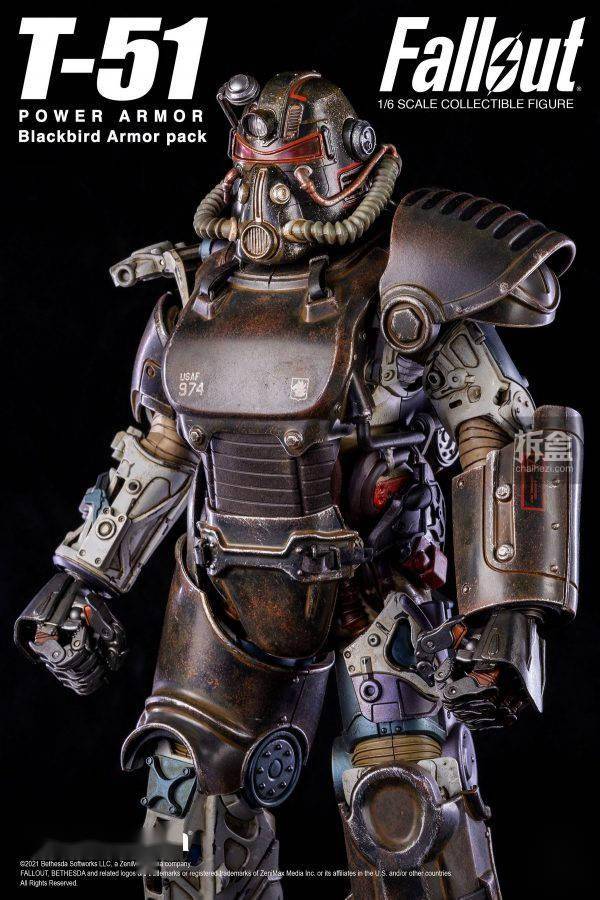 threezero bethesda 辐射 1/6 比例 t-51 黑鸟型动力装甲