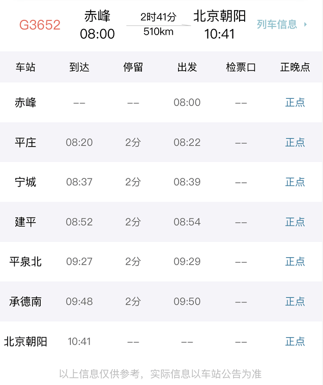 赤峰到北京高铁已经可以购票啦