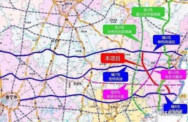 图为平南至岑溪高速公路走向图