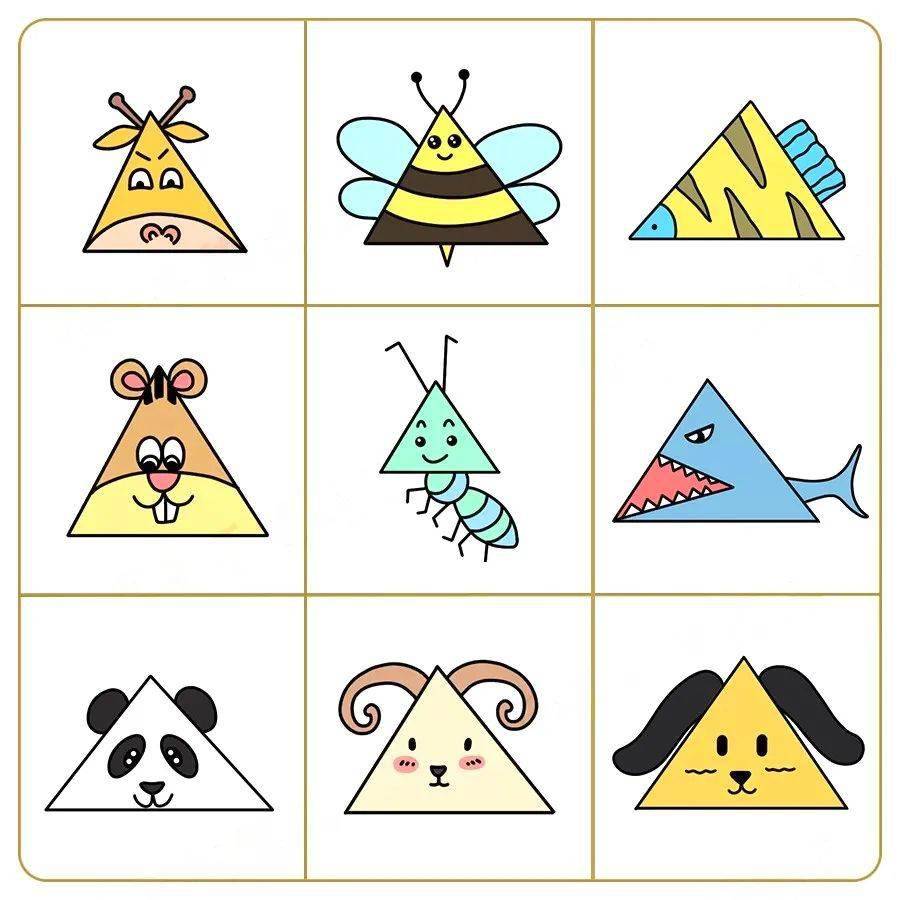 【萌物总动员~】 由一个三角形, 画出的各种小动物简笔画~ 好可爱呀