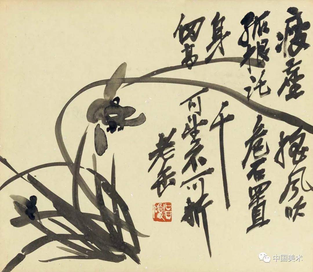 吴昌硕 兰石图 吴昌硕酷爱兰花,它源于儿时的记忆.
