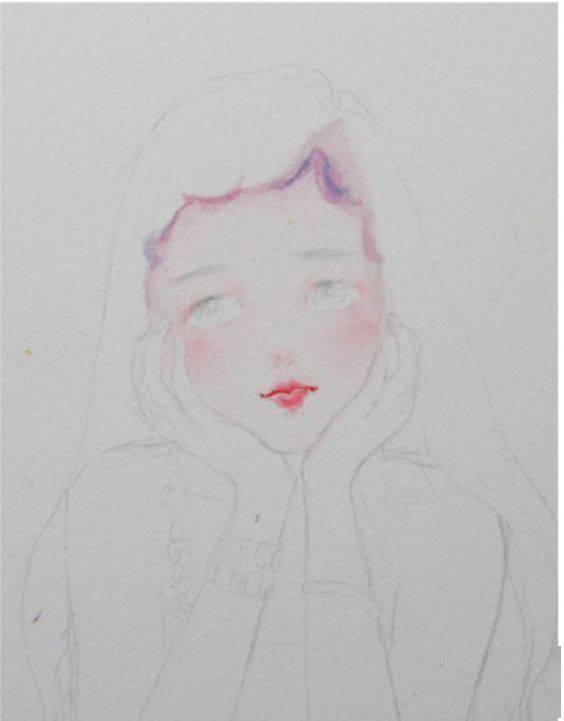 水彩教程 图解水彩人物:画一位温柔恬静的女孩