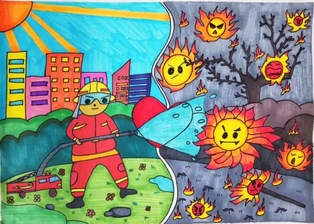 一幅幅五彩缤纷,精彩纷呈的绘画作品,向我们展示了孩子们内心的消防
