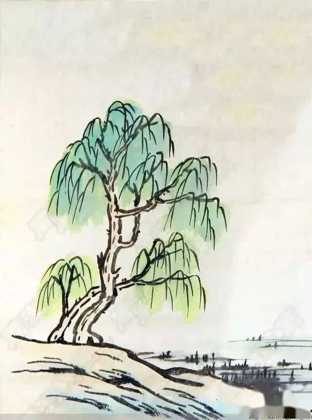 山水画绘画技法:小树,丛树,树叶的画法