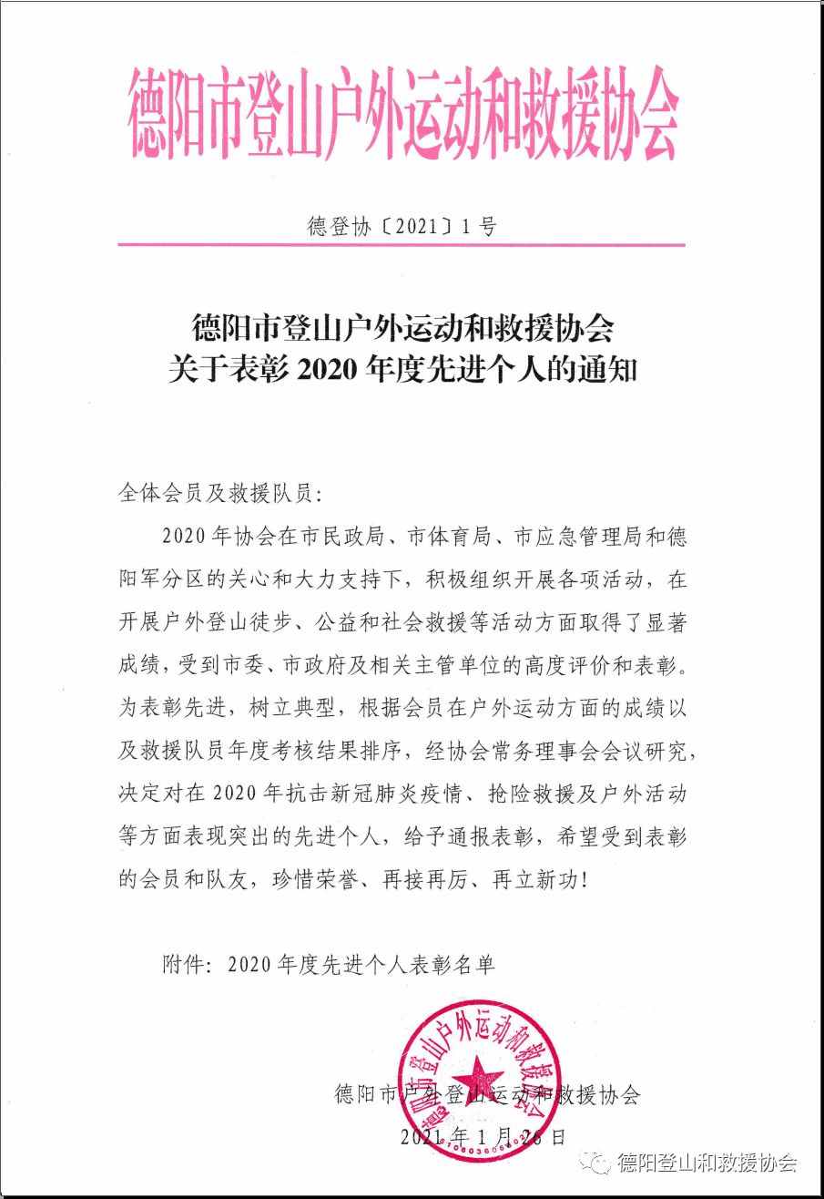 关于表彰2020年度先进个人的通知