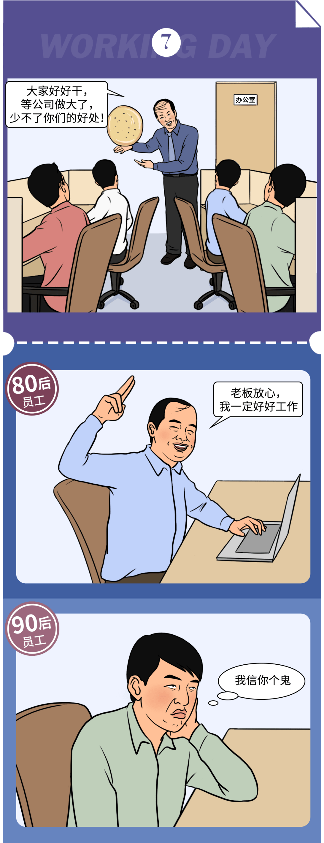 职场上pua,80,90,00后会有如何应对?(漫画)