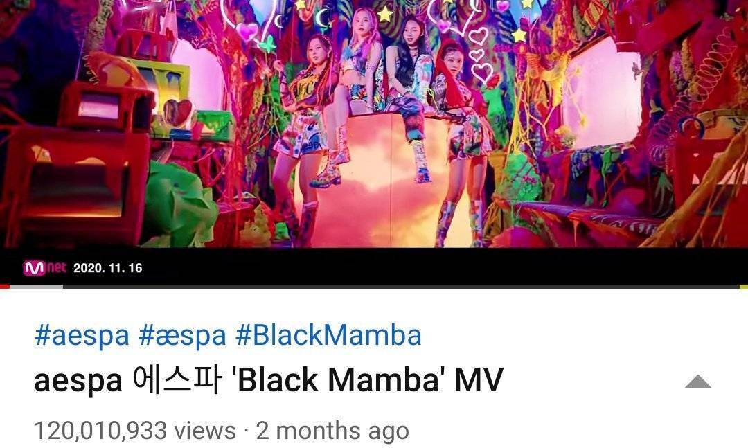 aespa《black mamba》mv播放量突破1亿2千万!