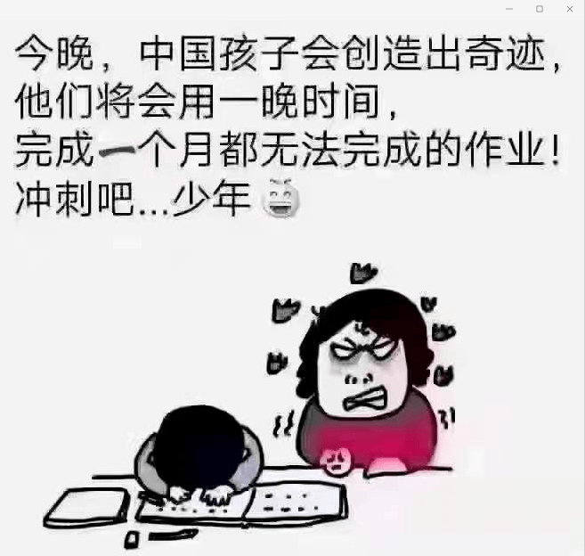 自家的孩子都自觉在赶作业