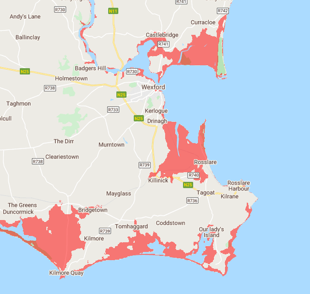 沃特福德(waterford)和韦克斯福德(wexford)可能会逐渐低于海平面.