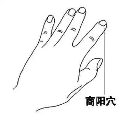 1,放血:刺商阳穴