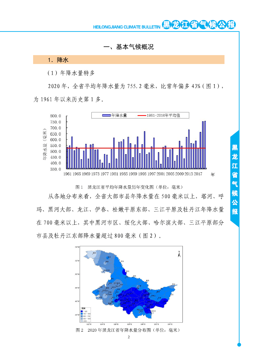 2020年黑龙江省气候公报发布内附全文