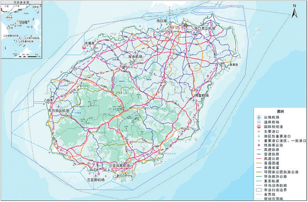 形成"全岛同城化"的交通圈:构筑以高速铁路(轨道交通)和高速公路为
