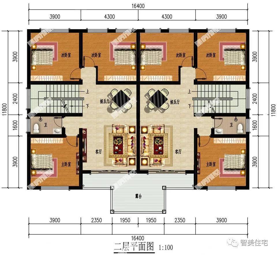 造价经济的两层双拼别墅,美观实用为基本条件,每栋约35万建_户型