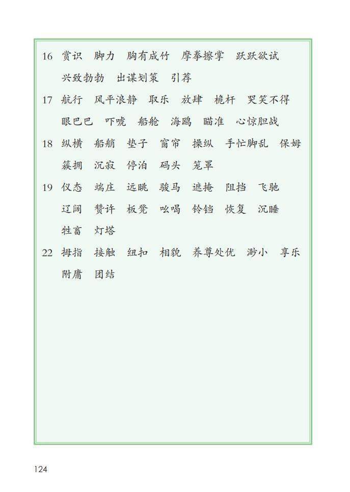 统编语文1-6年级(下册)识字表,写字表,词语表(收藏